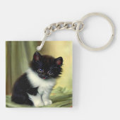Porte-clés Illustration vintage Tuxedo Kitten (Dos)