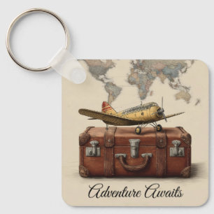 Porte-clés Illustration Vintage voyage avec plan
