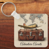Porte-clés Illustration Vintage voyage avec plan (Recto)