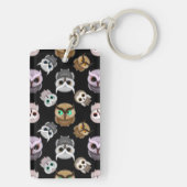 Porte-clés Illustrations de chouette mignonne sur fond noir (Dos)