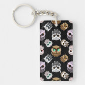 Porte-clés Illustrations de chouette mignonne sur fond noir (Devant)