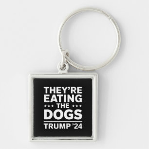 Porte-clés Ils mangent les chiens Débat drôle Citation Trump