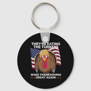 Porte-clés Ils mangent les dindes - Dinde drôle de Thanksgivi