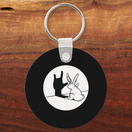Porte-clés ILY Rabbit ASL Geste MAIN Sourde Perte d'audition  (Verso)