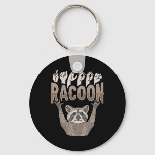 Porte-clés ILY Racoon ASL Geste MAIN Sourde Perte auditive Aw