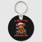 Porte-clés I'm Fine Everything Is Fine Christmas Highland Cow (Recto)