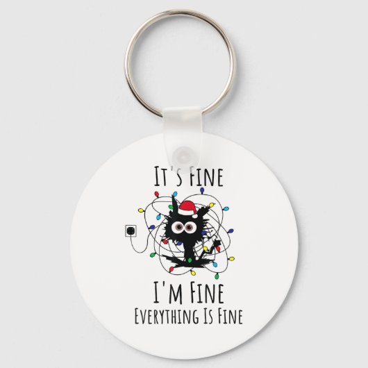 Porte-clés I'm Fine Everything Is Fine Cute Cat Christmas Lig (Recto)
