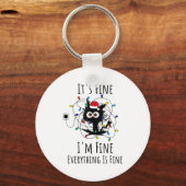 Porte-clés I'm Fine Everything Is Fine Cute Cat Christmas Lig (Recto)