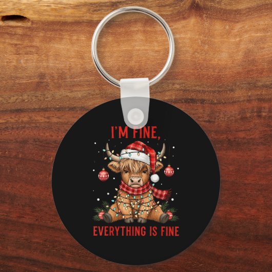 Porte-clés I'm Fine Everything Is Fine Funny Christmas Highla (Recto)