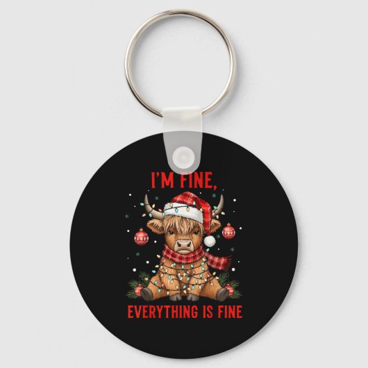 Porte-clés Im Fine Everything Is Fine Funny Christmas Highlan (Recto)