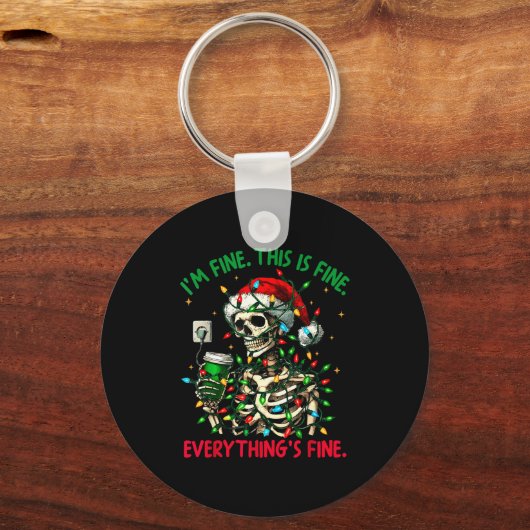 Porte-clés I'm Fine This Is Fine Everything Christmas Skeleto (Recto)