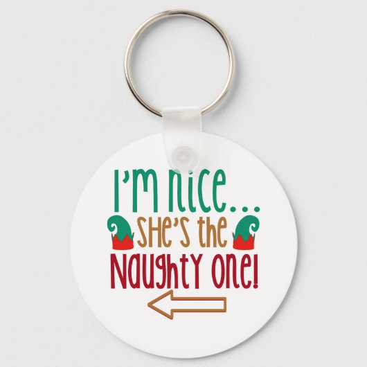 Porte-clés Im Nice Shes Naughty Elf Casquette (Recto)