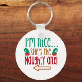 Porte-clés Im Nice Shes Naughty Elf Casquette (Recto)
