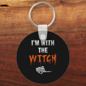 Porte-clés I'm With Witch Skeleton Hand Funny Halloween Husba (Recto)
