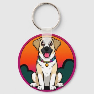 Porte-clés Image colorée d'un chien souriant