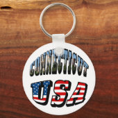 Porte-clés Image Connecticut et texte d'indicateur USA (Recto)
