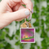 Porte-clés Image d'asters formés dans des gouttelettes d'eau (main)