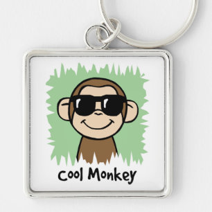 Porte-clés Image de dessin animé de singe cool avec des lunet
