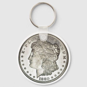 Porte-clés Image de dollar en argent de Morgan sur le porte -