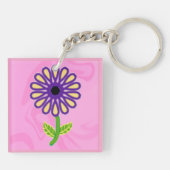 Porte-clés Image de la fleur pourpre vert pourpre sur rose (Dos)