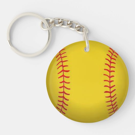 Porte-clés Image de Softball Jaune (Devant)