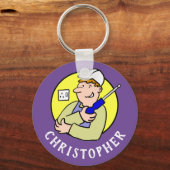 Porte-clés Image électricien avec nom (Recto)