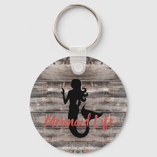 Porte-clés Image MERMAID sur bois rustique | (Recto)