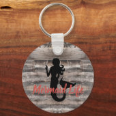 Porte-clés Image MERMAID sur bois rustique | (Recto)