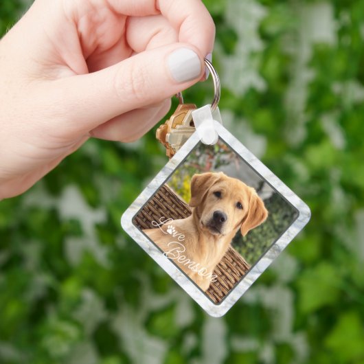 Porte-clés Image moderne personnalisée Aimer Paw Coeur Texte (main)