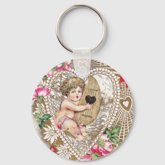 Porte-clés Image vintage d'ange chérubin (Recto)