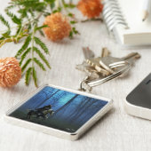 Porte-clés Imaginaire Art Chevalier Bleu à cheval au clair de (Côté)