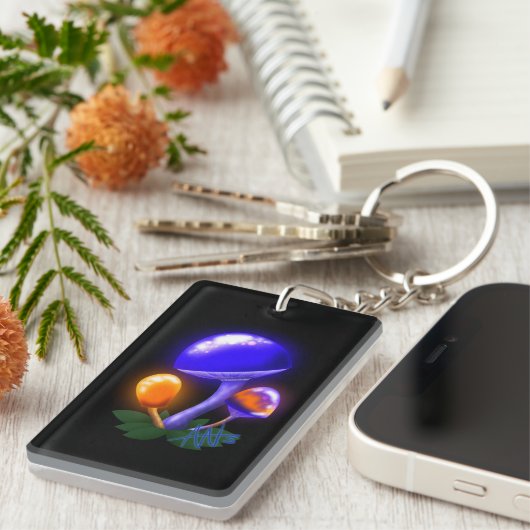 Porte-clés Imaginaire Blancs Dapperling Orange & Champignons  (Devant droit)