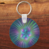 Porte-clés Imaginaire brillant coloré Fleur Abstrait Fractal (Recto)