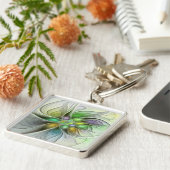 Porte-clés Imaginaire coloré Fleur moderne Abstrait Fractal (Côté)