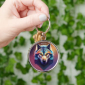 Porte-clés Imaginaire Colorful Wolf Style Art Déco (Main)