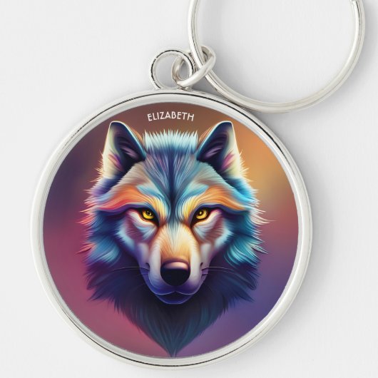 Porte-clés Imaginaire Colorful Wolf Style Art Déco (Devant)