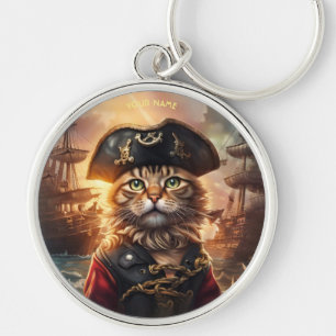 Porte-clés Imaginaire Cute Chat Pirate Casquette
