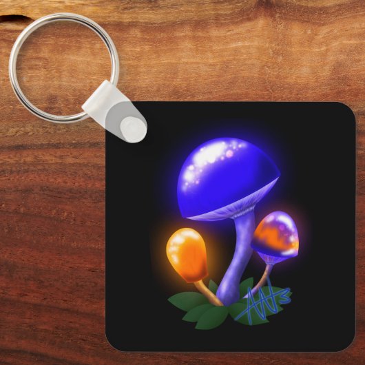 Porte-clés Imaginaire Dapperling Orange & Blue Mushroom Metal (Recto)