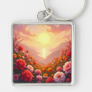 Porte-clés Imaginaire Fleurs de rivière mignonne Coucher de s