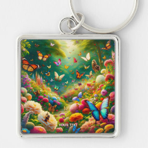 Porte-clés Imaginaire Fleurs Forestières Mignonnes Papillons