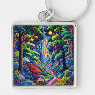 Porte-clés Imaginaire Forêt Mignonne Et Ville