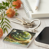 Porte-clés Imaginaire Magique Planète Avec Nature Céleste (Devant Droit)