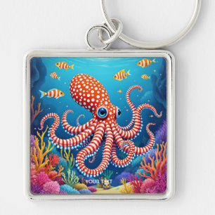 Porte-clés Imaginaire Mignonne À damiers Octopus Mer
