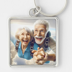 Porte-clés Imaginaire Mignonne deux personnes Skydiving