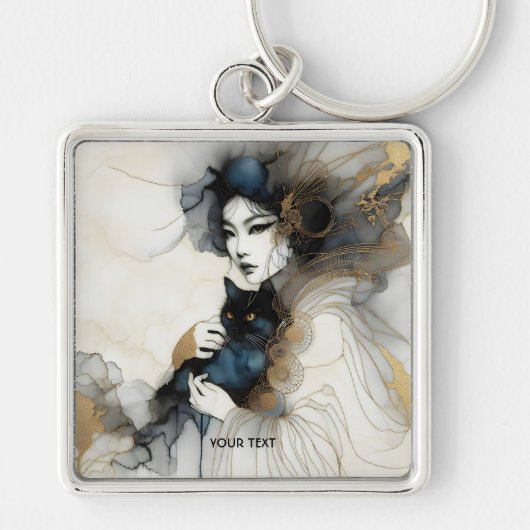 Porte-clés Imaginaire mignonne japonaise fille chat (Devant)