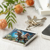 Porte-clés Imaginaire Nandertal Mignonne équitation Dinosaur (Côté)