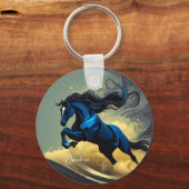 Porte-clés Imaginaire noir Stallion dans le désert (Recto)