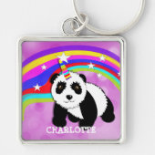 Porte-clés Imaginaire Rainbow Panda Unicorn Cute Personnalisé (Devant)