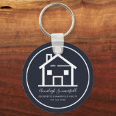 Porte-clés Immobilier moderne Blanc Marine Bleu Maison person (Recto)