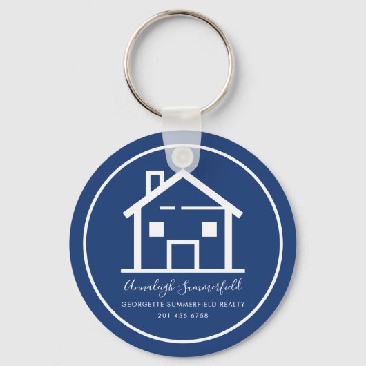 Porte-clés Immobilier moderne Blue Custom Business (Recto)